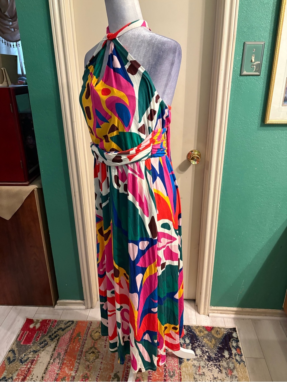 Boden Sydney Green & Multicolor Twist Halter Maxi Dress - Picture 6 of 16